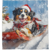 Bernese Mountain Dog in Sledge Weihnachten Duschvorhang (Vorderseite)
