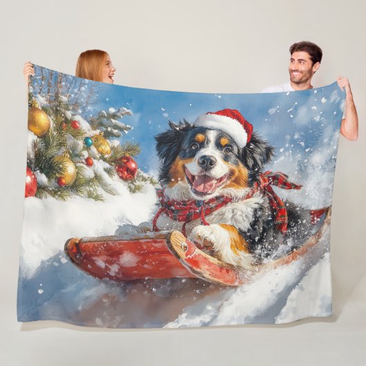 Bernese Mountain Dog in Sledge Weihnachten Fleecedecke (Beispiel)