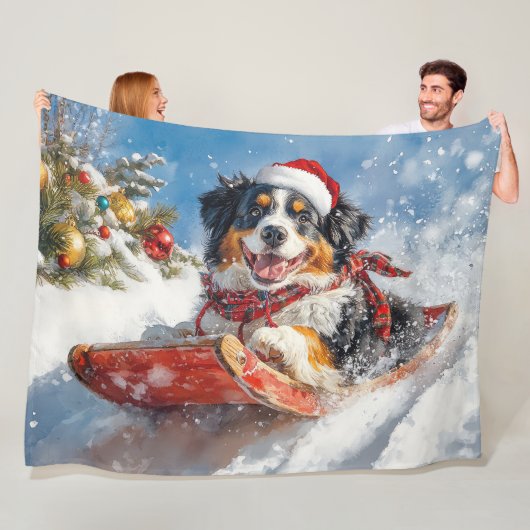 Bernese Mountain Dog in Sledge Weihnachten Fleecedecke (Beispiel)