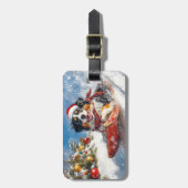 Bernese Mountain Dog in Sledge Weihnachten Gepäckanhänger (Vorderseite vertikal)