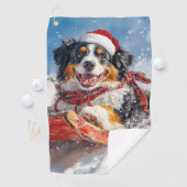 Bernese Mountain Dog in Sledge Weihnachten Golfhandtuch (Insitu)