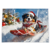 Bernese Mountain Dog in Sledge Weihnachten Große Geschenktüte (Vorderseite)