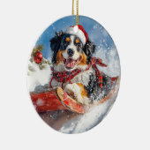 Bernese Mountain Dog in Sledge Weihnachten Keramik Ornament (Rechts)