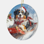 Bernese Mountain Dog in Sledge Weihnachten Keramik Ornament (Links)