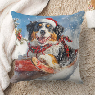 Bernese Mountain Dog in Sledge Weihnachten Kissen