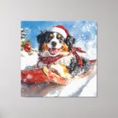 Bernese Mountain Dog in Sledge Weihnachten Leinwanddruck (Vorderseite)
