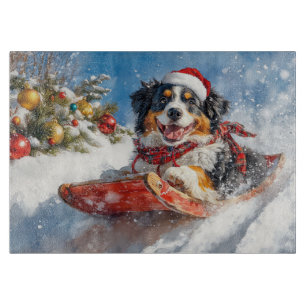 Bernese Mountain Dog in Sledge Weihnachten Schneidebrett