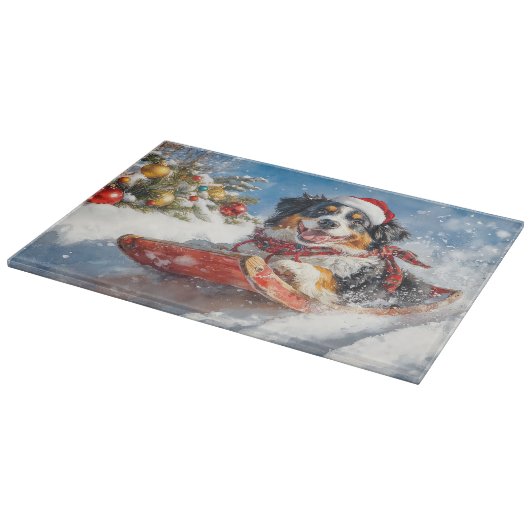 Bernese Mountain Dog in Sledge Weihnachten Schneidebrett (Ecke)