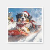 Bernese Mountain Dog in Sledge Weihnachten Serviette (Vorderseite)