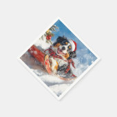 Bernese Mountain Dog in Sledge Weihnachten Serviette (Ecke)