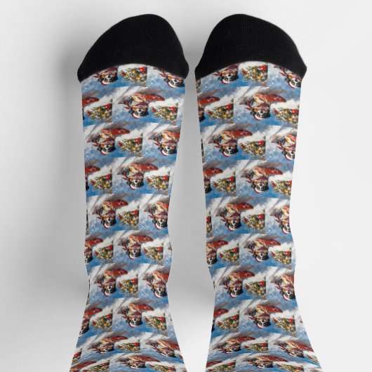 Bernese Mountain Dog in Sledge Weihnachten Socken (Oben)