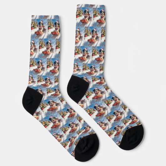 Bernese Mountain Dog in Sledge Weihnachten Socken (Rechts)