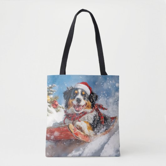 Bernese Mountain Dog in Sledge Weihnachten Tasche (Vorderseite)