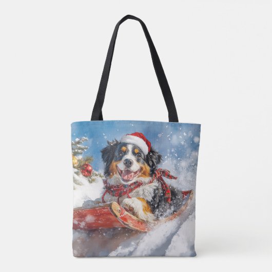 Bernese Mountain Dog in Sledge Weihnachten Tasche (Rückseite)