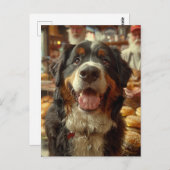 Bernese Mountain Dog in the Cheeseburger Shop Postkarte (Vorne/Hinten)