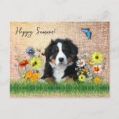 Bernese Mountain Dog in Wildflowers Custom Postkarte (Vorderseite)