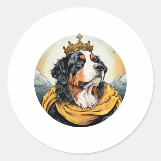 Bernese Mountain Dog King Runder Aufkleber (Vorderseite)