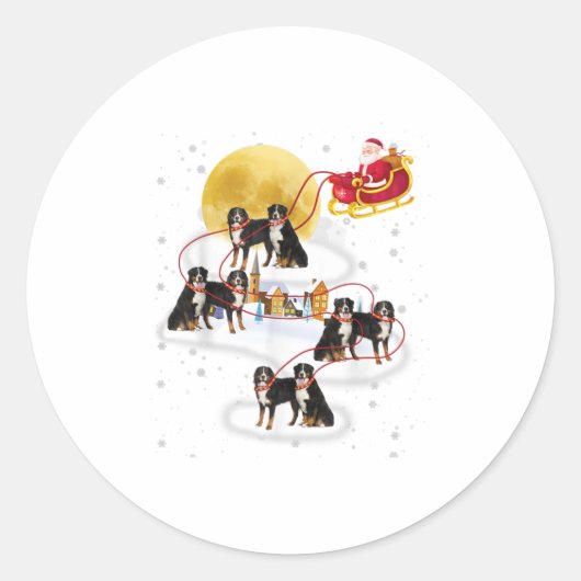 Bernese Mountain Dog Light Christma Runder Aufkleber (Vorderseite)