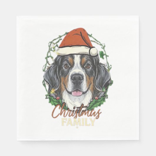 Bernese Mountain Dog Lights Weihnachtsmatte Serviette (Vorderseite)