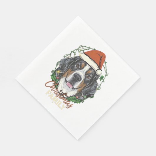 Bernese Mountain Dog Lights Weihnachtsmatte Serviette (Ecke)