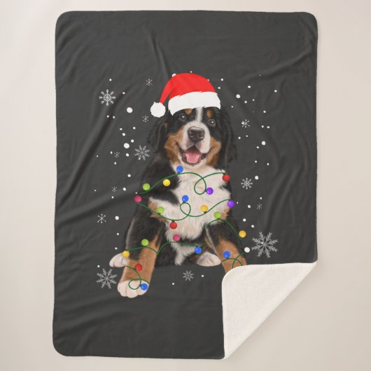 Bernese Mountain Dog Lights Weihnachtsmatte Sherpadecke (Vorderseite)