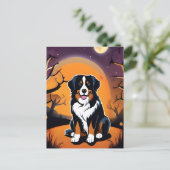 Bernese Mountain Dog Lila Orange Halloween Postkarte (Stehend Vorderseite)