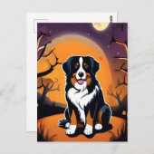 Bernese Mountain Dog Lila Orange Halloween Postkarte (Vorne/Hinten)