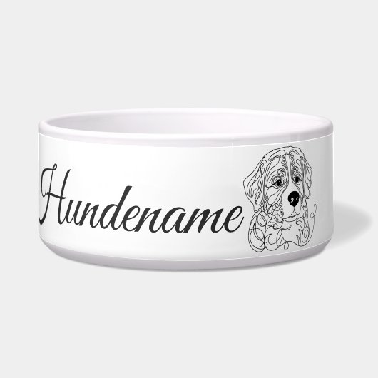 Bernese Mountain Dog Line Art personalized bowl Napf (Vorderseite)