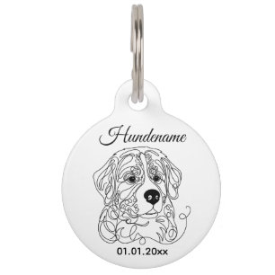 Bernese Mountain Dog Line Art Personalized Tag Haustiermarke