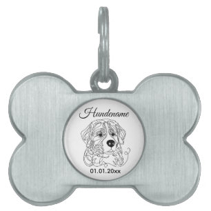 Bernese Mountain Dog Line Art Personalized Tag Tiermarke