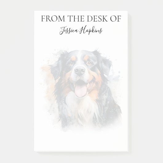 Bernese Mountain Dog Lover Monogrammed Dog Post-it Klebezettel (Vorderseite)