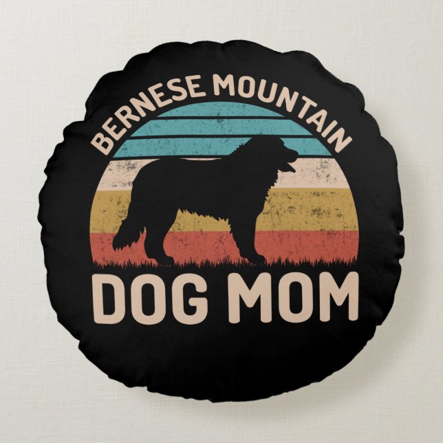 Bernese Mountain Dog Mama, Bernese Dog Mama Rundes Kissen (Vorderseite)