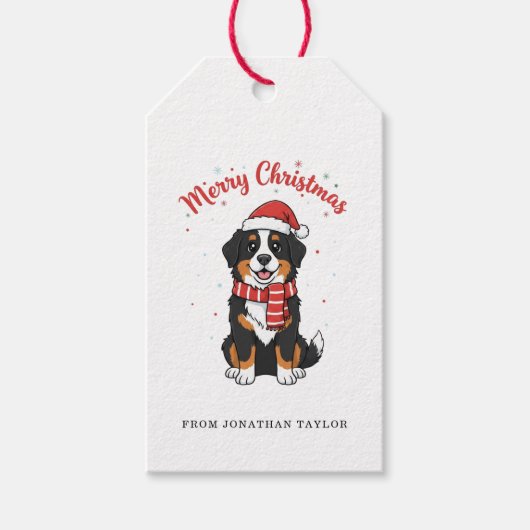 Bernese Mountain Dog Merry Christmas Doodle  Geschenkanhänger (Vorderseite)