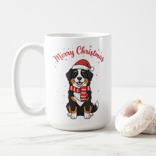 Bernese Mountain Dog Merry Christmas Doodle Kaffeetasse (Mit Donut)