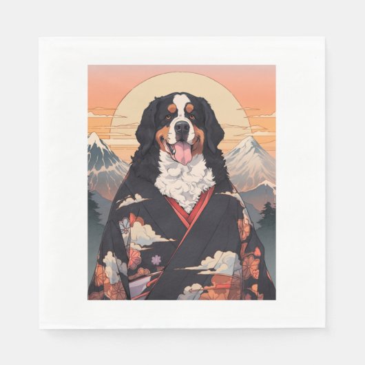 Bernese Mountain Dog Mount Fuji Serviette (Vorderseite)