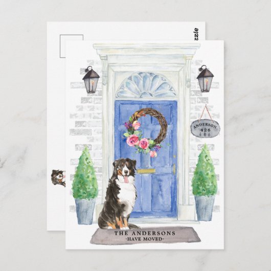 Bernese Mountain Dog Moving Ankündigung Postcard Postkarte (Vorne/Hinten)