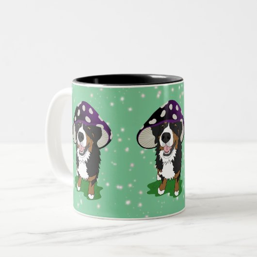 Bernese Mountain Dog Mushroom Cap Zweifarbige Tasse (Vorderseite Links)