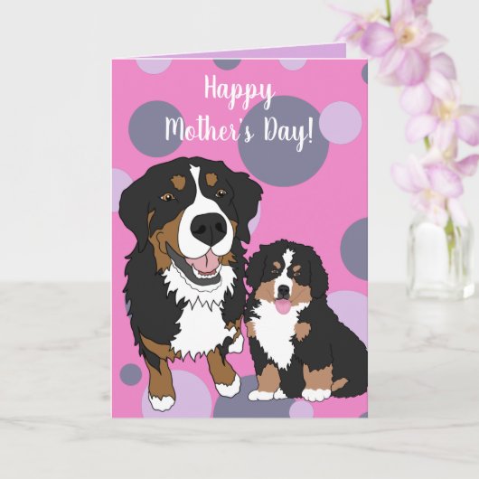 Bernese Mountain Dog Muttertag Karte (Orchidee)