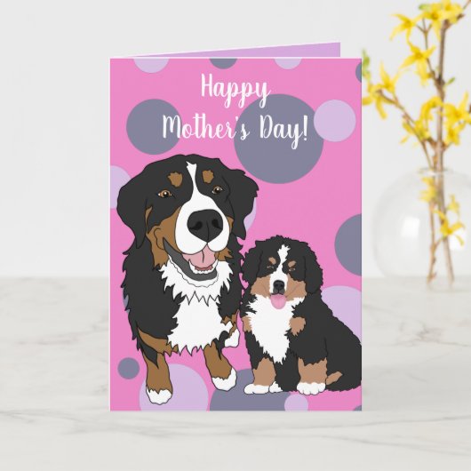 Bernese Mountain Dog Muttertag Karte (Gelbe Blume)
