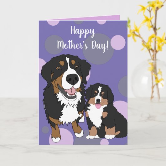 Bernese Mountain Dog Muttertag Karte (Gelbe Blume)