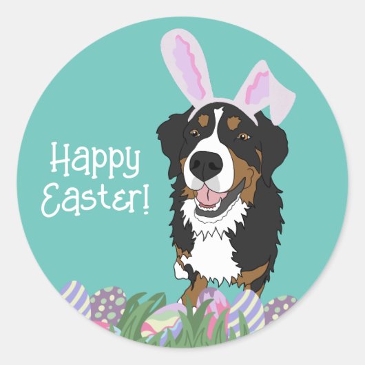 Bernese Mountain Dog Oaster Runder Aufkleber (Vorderseite)