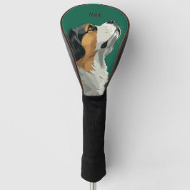 Bernese Mountain Dog on Green Background Golf Headcover