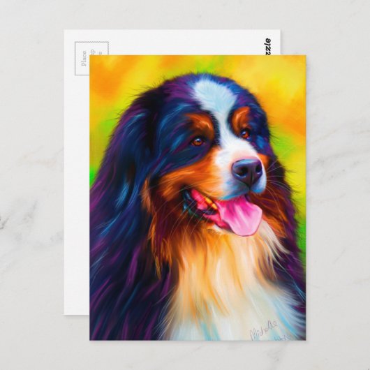 Bernese Mountain Dog Painting - Heidi Postkarte (Vorne/Hinten)