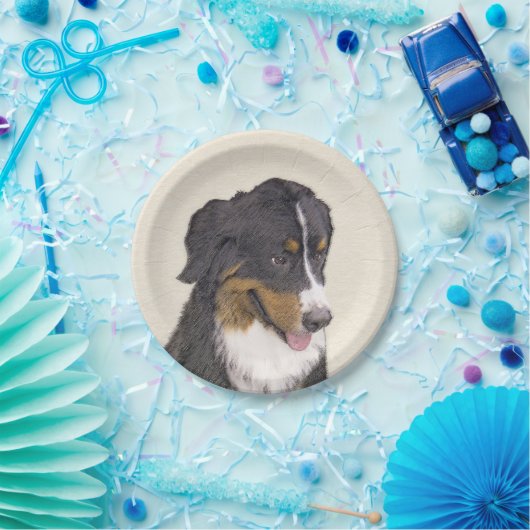 Bernese Mountain Dog Painting - Original Dog Art Pappteller (Party)