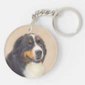 Bernese Mountain Dog Painting - Original Dog Art Schlüsselanhänger (Rückseite)