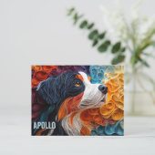 Bernese Mountain Dog Paper Quilling Art Portrait Postkarte (Stehend Vorderseite)