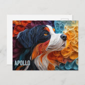 Bernese Mountain Dog Paper Quilling Art Portrait Postkarte (Vorne/Hinten)