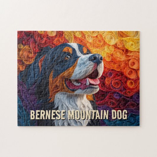Bernese Mountain Dog Paper Quilling Art Portrait Puzzle (Horizontal)