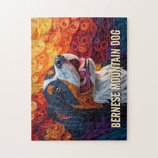 Bernese Mountain Dog Paper Quilling Art Portrait Puzzle (Vertikal)