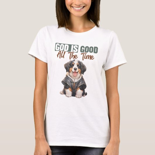 Bernese Mountain Dog Pastor Gott ist gut T-Shirt (Vorderseite)